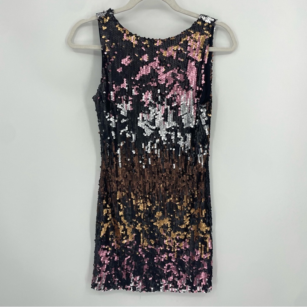 TYCHE: Sequin Tank Dress sleeveless mini multicolor Sz M‎